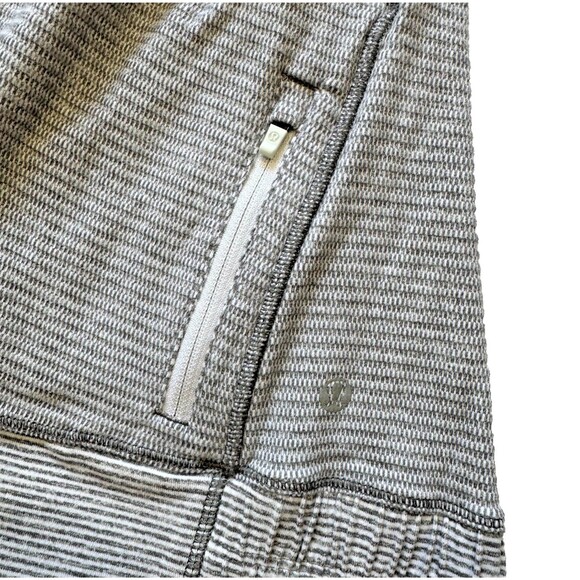 Lululemon Think Fast Hoodie Top Size 8 White Slate Heathered Stripe Check Pique - Picture 5 of 11